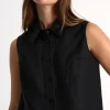mary-kate linen vest in black