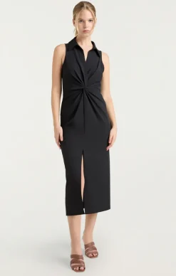 Mckenna Sleeveless Midi Dress in Black