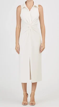 Mckenna Sleeveless Midi Dress in Ivory