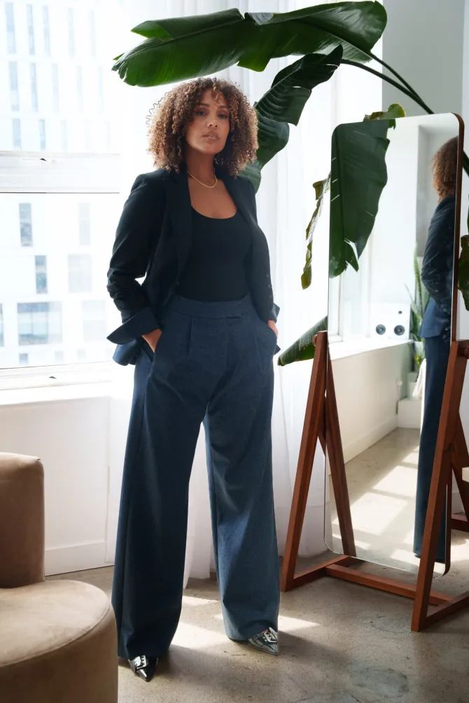 MELINDA TWO TONE JACKET IN black denim