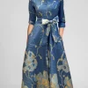 Narcisa Jacquard gown in slate multi