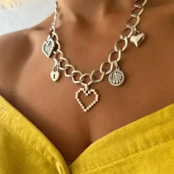 Nasia Silver Heart Layering Necklace
