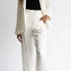 Nathalie Wide Leg Silk Pant in Ivory
