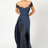 Navy Long Off The Shoulder Gown