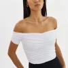 NINA RUCHED TOP IN White – LARGE
