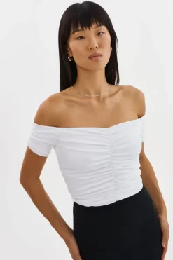 NINA RUCHED TOP IN White – LARGE