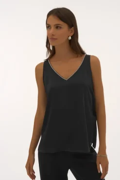 Noreen Rhinestone Top in black