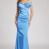 Off Shoulder Beatrix Gown in periwinkle