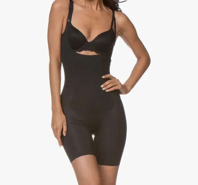 Open Bust Mid Thigh Bodysuit Shaper – xs