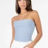 Ottoman Rib Tube Top in powder blue
