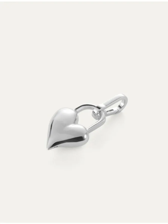 Padlock Heart Charm in silver