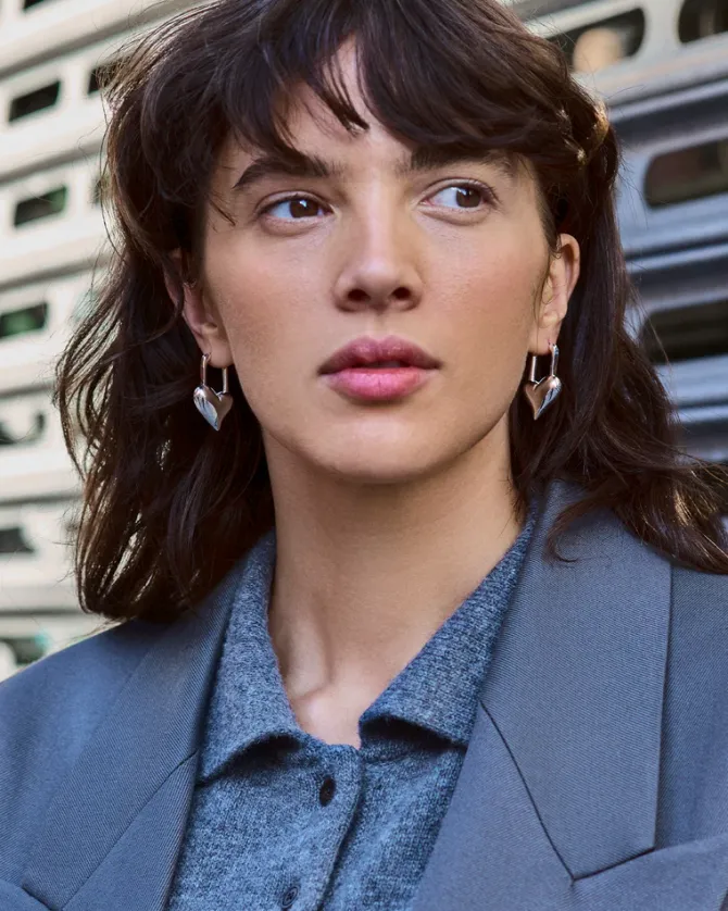 Padlock Heart Earrings in silver