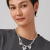 Padlock Triple Heart Pendant Necklace in silver