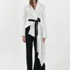 Peggy tuxedo jacket in off white + Black