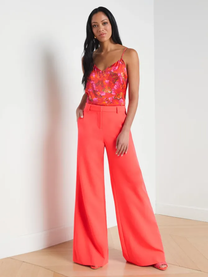 Pilar Wide-Leg Pant in neon coral