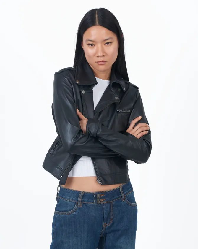 Piper Leather Jacket in black – small