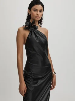 Rhia Faux Leather One-Shoulder Maxi Dress
