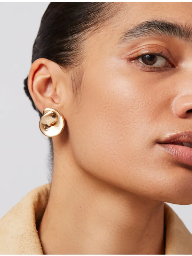 Rio Button Earrings in gold