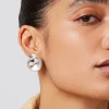 Rio Button Earrings in silver