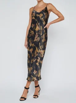 Seridie Mid Slip Dress in black multi