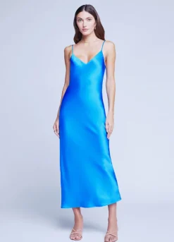 Seridie Slip Dress in Neon Blue