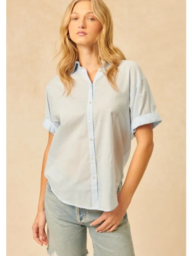 Shay Rolled Sleeve Shirt in clear sky