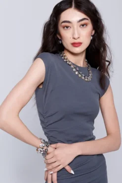 Silver Shade Rivoli Necklace in gold