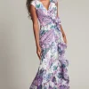 Sinai Floral Cascading Ruffle Gown