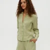 Spencer Linen Button Down Top in seacrest
