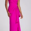 stretch crepe gown in magenta