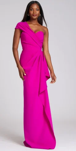 stretch crepe gown in magenta