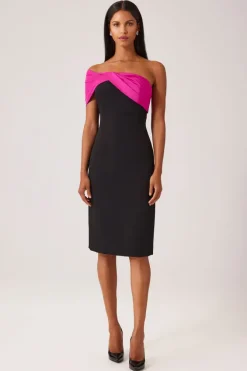Taran Asymmetrical Crepe Sheath Dress