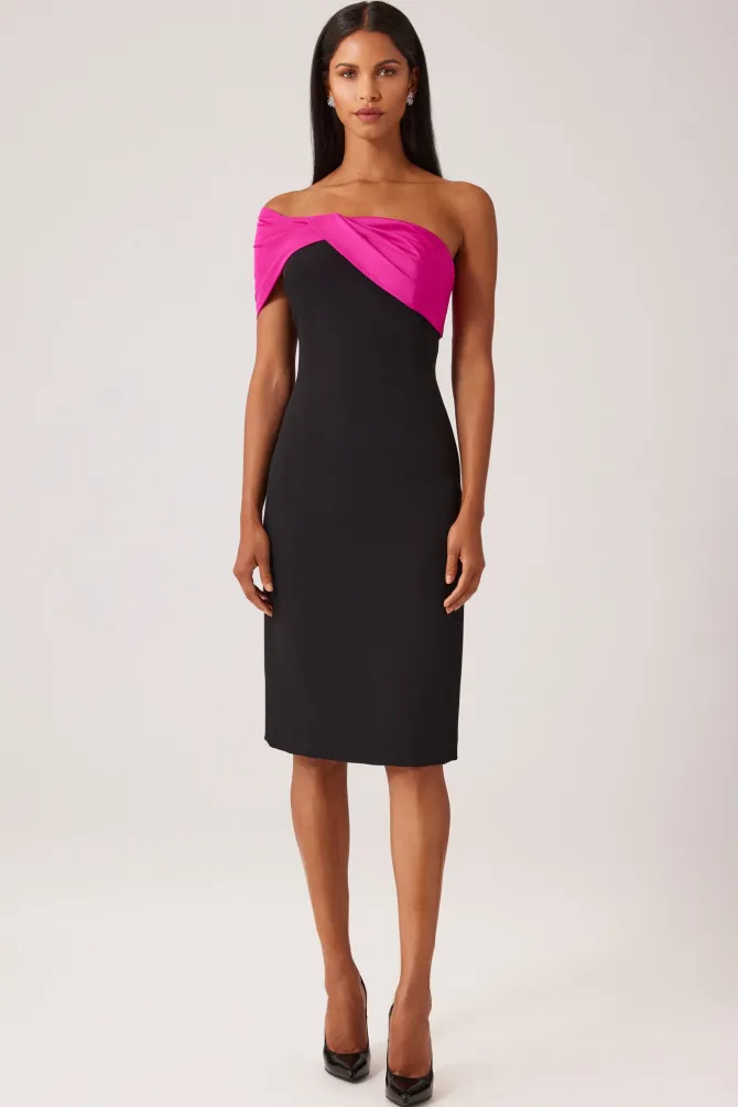 Taran Asymmetrical Crepe Sheath Dress