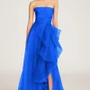 Teresa Strapless Draped Gown in brilliant blue