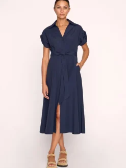The Fia Belted Dress in Navy