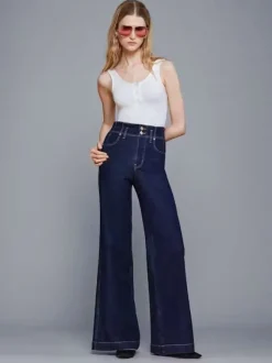 The Seamed Wide Trouser in Rinse
