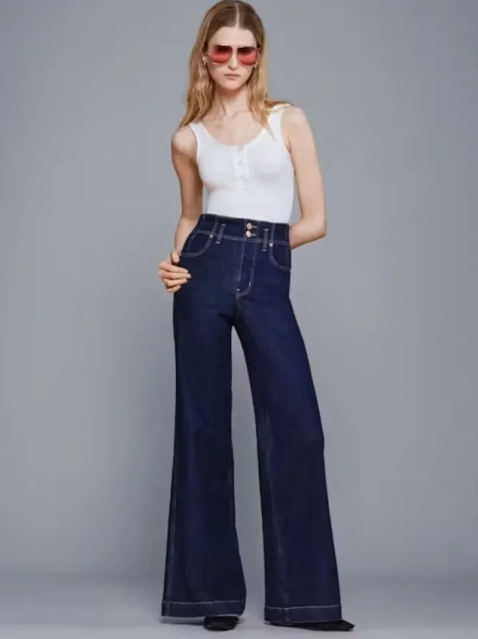 The Seamed Wide Trouser in Rinse