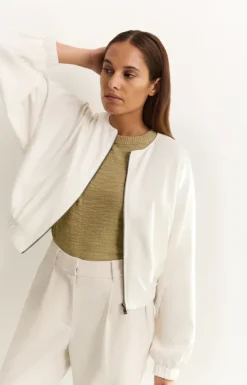 Udana Woven cropped bomber jacket