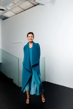 Ulissa Chiffon Coat in deep nile