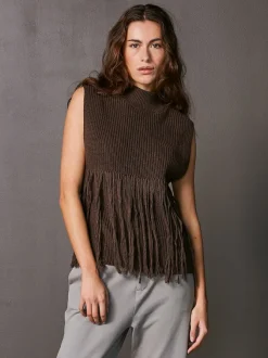 VIRNA knit vest in dark brown XL