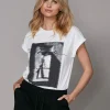 YANISA photo t-shirt in white