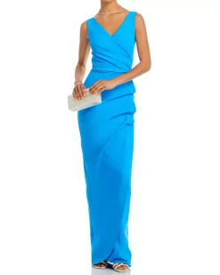 Zalfa Sleeveless V Neck Gown